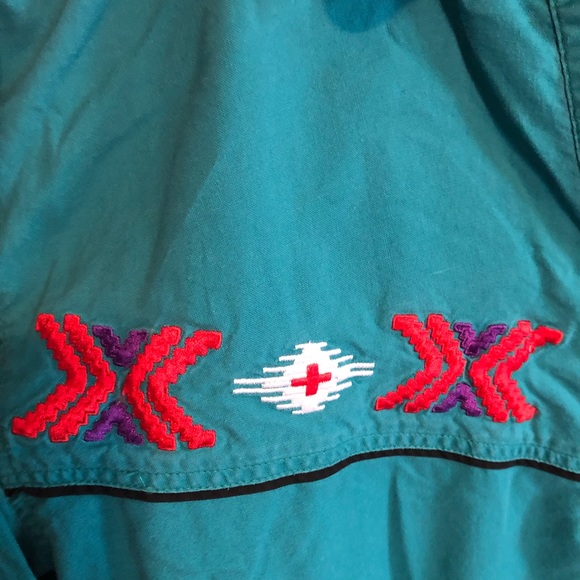 Vintage Western Turqoise Aztec Embroidered KZK Button Shirt Women Sz Medium - Picture 4 of 8